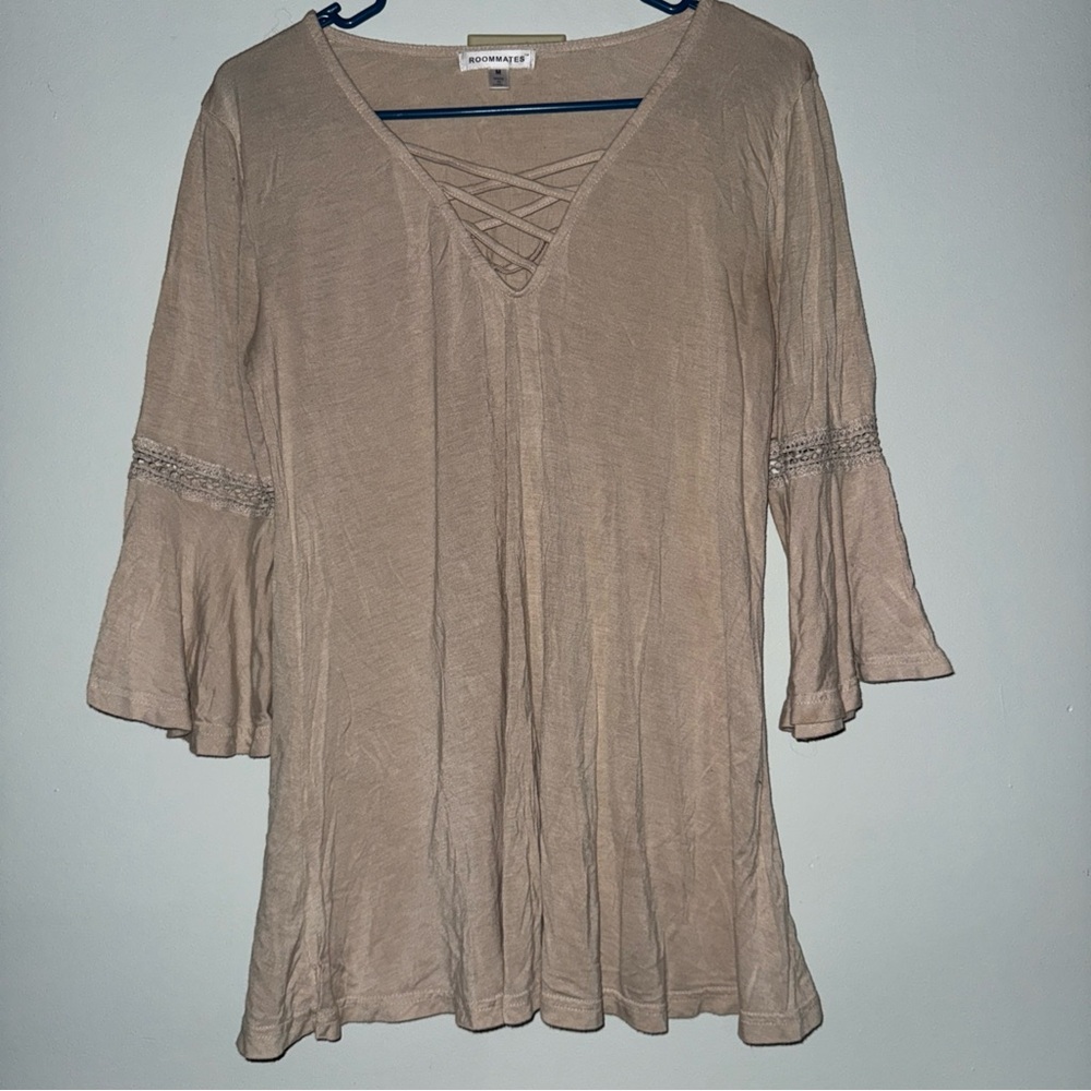 Roommates Beige Flared Sleeve Tunic
